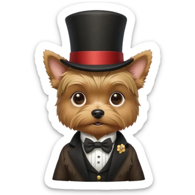 ￼ Yorkshire terrier, wearing a top hat, monocle and outfit from the 1800s looking very spiffy sticker