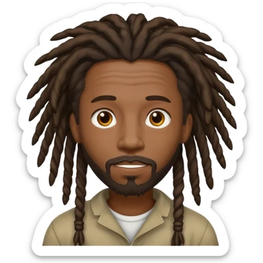 Hazme un emoji de un hombre negro con rastas y una pequeña perilla sin bigote sticker