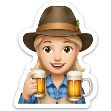 Erstelle smilie "zwinkerndes Gesicht" mit Bierkrug und Hut sticker