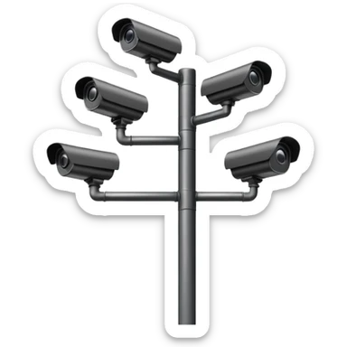 Several CCTV cameras on a pole in black sticker