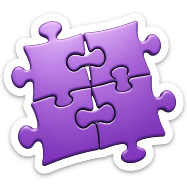 Create an icon of a puzzle for "Featured Projects" on a dark background #22223B. Show exactly 4 puzzle pieces connected together, with the 4th piece slightly separated and in the process of being placed. The puzzle pieces should be shades of purple that harmonize with the background sticker
