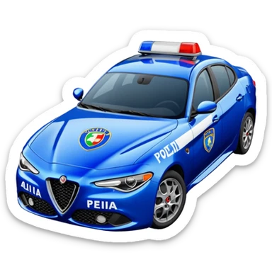 crea auto di servzio alfa romeo giulia tutta blu con la scritta sul lato polizia penitenziaria  sticker