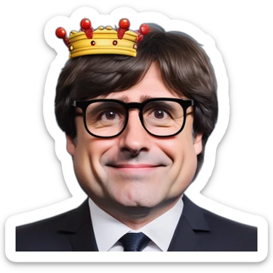 Carles Puigdemont with crown sticker