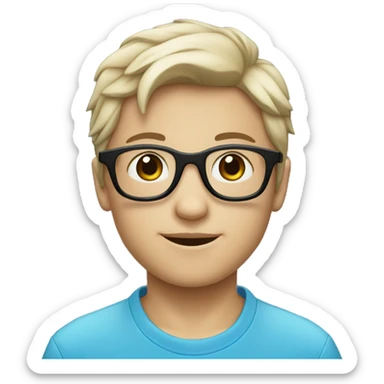Un niño blanco con lentes azules y pelo negro  sticker