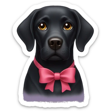 Black labrador with 2 bows on both his ears sticker