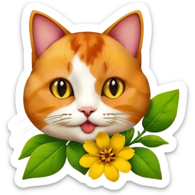 Cat licking a flower sticker