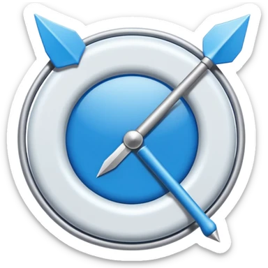 Haz un círculo azul y jna flecha de bien en medio pero que solo sea color azul y que un bien en medio color blanco sticker