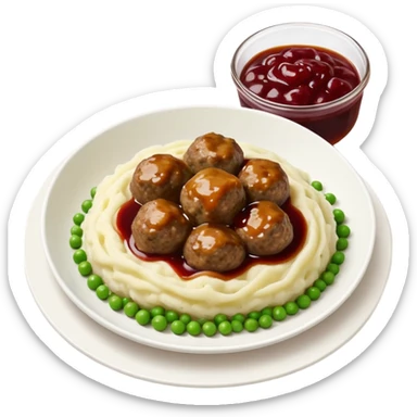 swedish ikea meatballs with mashed potatoes peas and jam sticker