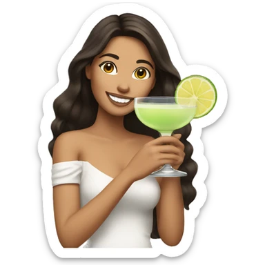 Brunette holding margarita smiling  sticker