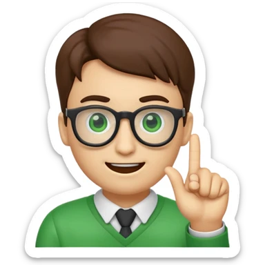 a normal emoji with nerd face and a finger upp with greenscreen sticker