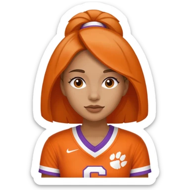 woman wearing a clemson tigers jersey sticker