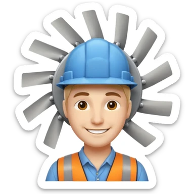 Engineer with spinning turbine hat sticker