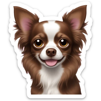 dark brown longhaired chihuahua with a small white dot n forehead and brown nose with a pink spot on the left sticker
