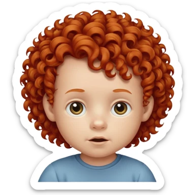 redhead kid with unique face features and very curly hair baby kid boy sticker