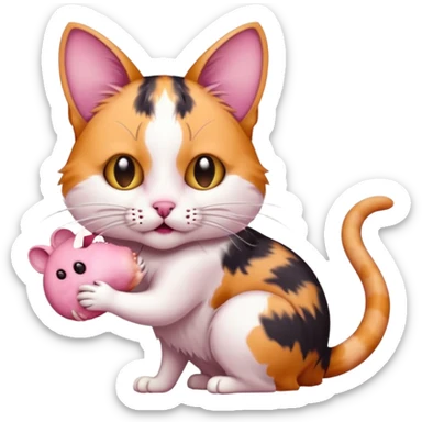 A cat holding a dead mouse in its mouth sticker