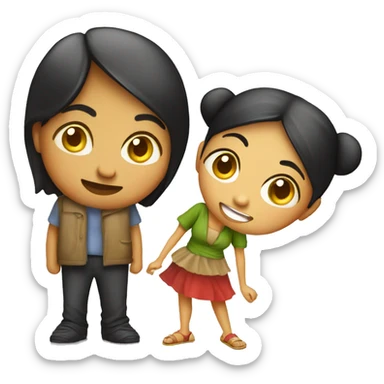 Pani puri and a girl standing and starring  sticker