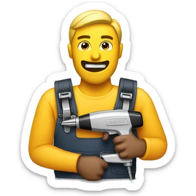 Guy with staple gun sticker