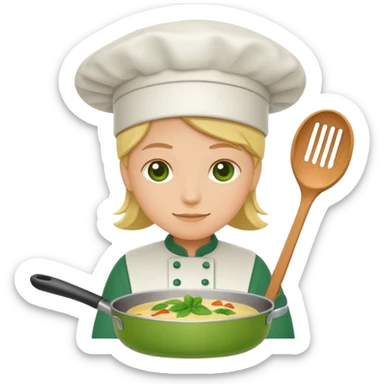 Small icon emoji of cook recipe, minimum details, green #36a767 main color sticker
