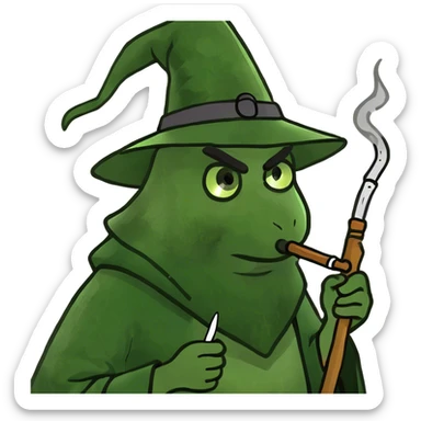 Wizard smokin a pipe sticker