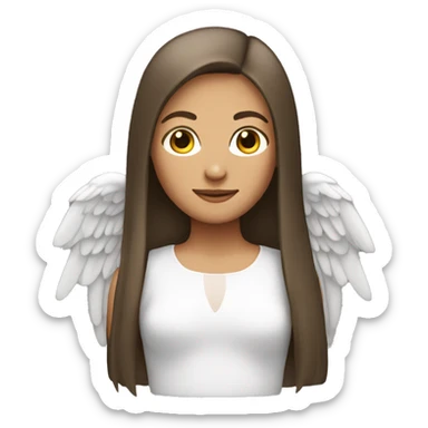 Brunette girl angel with straight hair sticker