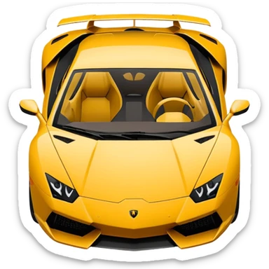 "Create a top-down view 2D Lamborghini in Apple iOS emoji style. Use solid colors, clean lines, no gradients, and smooth curves. Keep the design minimalist with a white background."
 sticker