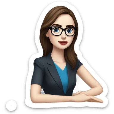 Lily collins blue eyes wearing glasses in a business meeting  sticker