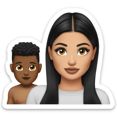 kylie jenner with stormi webster and aire webster as iphone emojis sticker