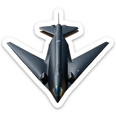 B-2 Spirit bomber - Northrop B-2 (Model Year: 2021) (Iconic colour: Stealth black) - A sleek, stealth bomber with smooth, angular contours and a matte jet-black finish. Emphasize a futuristic, minimalist design with a seamless fuselage, low-profile wings, and an overall intimidating stealth aesthetic. sticker