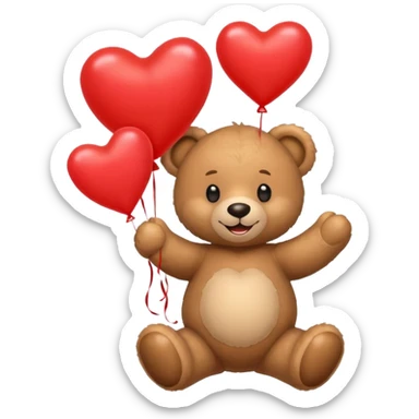 Teddy bear holding heart shaped balloons  sticker