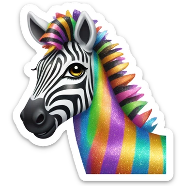 Lisa frank zebra with glitter rainbow stripes sticker