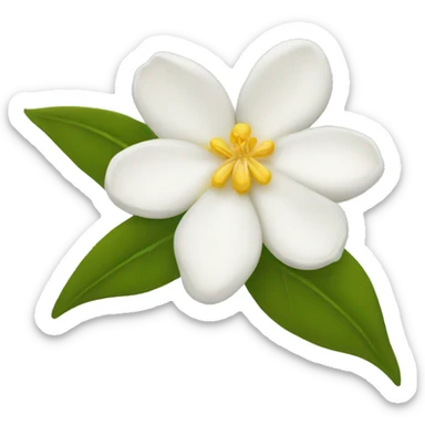 Jasmine flower with white petals and a yellow center of golden stamens emojis sticker