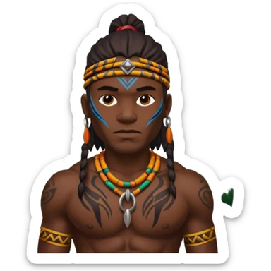 a tribal man in jungle sticker