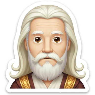 God, man with long white hair, beard and white mustache, wise looking, deity sticker