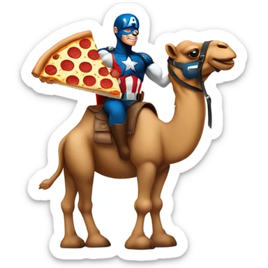 Captain America as a camel ordering Little Caesars Pizza sticker