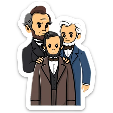 Stephen Douglas standing on Abraham Lincoln's shoulders sticker