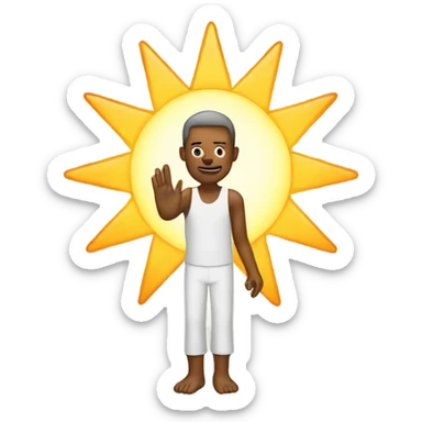 A man holding his palm outstretched to the sun sticker