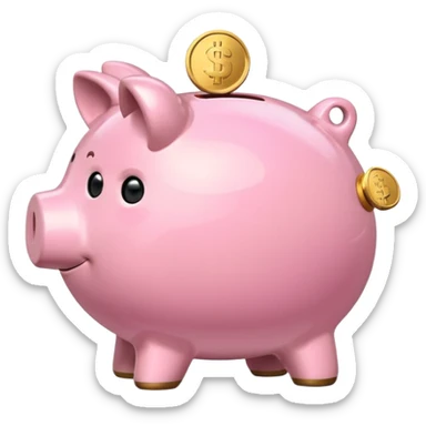 piggy bank with a coin sticker