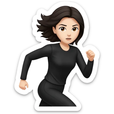 Body woman from the front run’ing toward the screen White skin black/brown hair in black clothes sticker