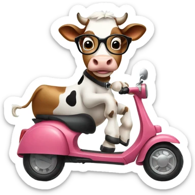 Cow with glasses on a scooter sticker