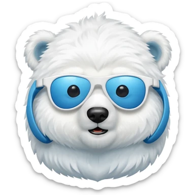 baby Polar bear with blue sun glasses sticker