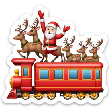 treno do papai noel com varias renas de natal com papai noel  sticker