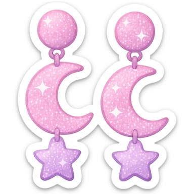 girly sparkling earrings, cute, shiny sticker