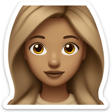 beautiful woman, straight long light brown hair, brown eyes + box of ugg shoes sticker