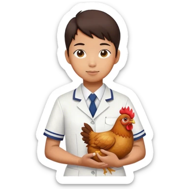 Chicken in student uniform sticker