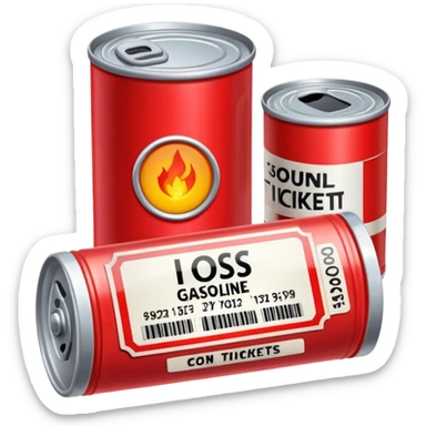 a can of gasoline and 2 tickets sticker