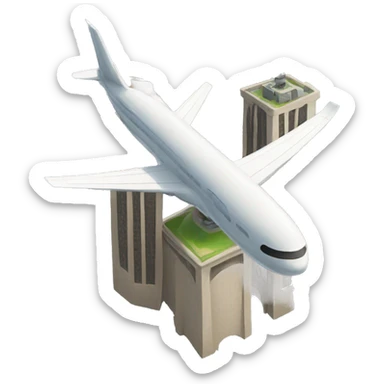 a plane and two towers sticker