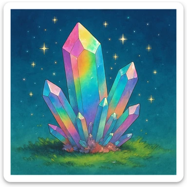 rainbow aura quartz crystal sticker
