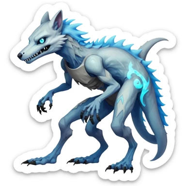 Futuristic ghoulish spectral foggy Zombie sergal-protogen-primagen-fusion-hybrid, full body sticker