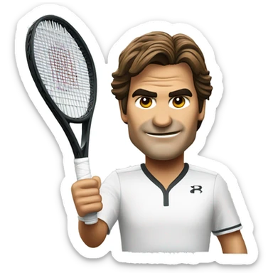 Rodger Federer with Tennis racquet sticker