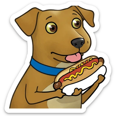 dog holding a chili dog  sticker